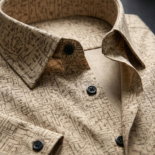 Beige Yellowish Printed Half Sleeve Shirt (SKU-504)