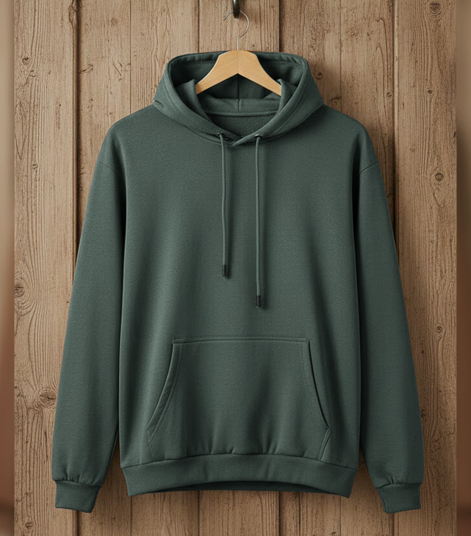 Men Bottle Green Hoodie for Winter | HD-414