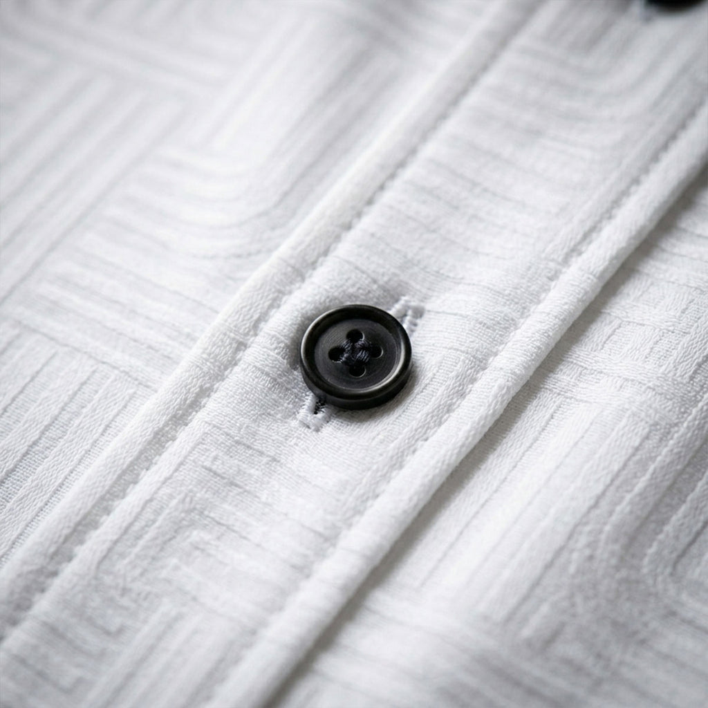 White Printed Shirt With Grey Design Half Sleeve Shirt (SKU-508)