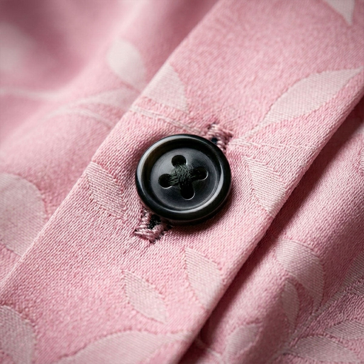 Pink Shirt with Leaf Print Half Sleeve Shirt (SKU-501)