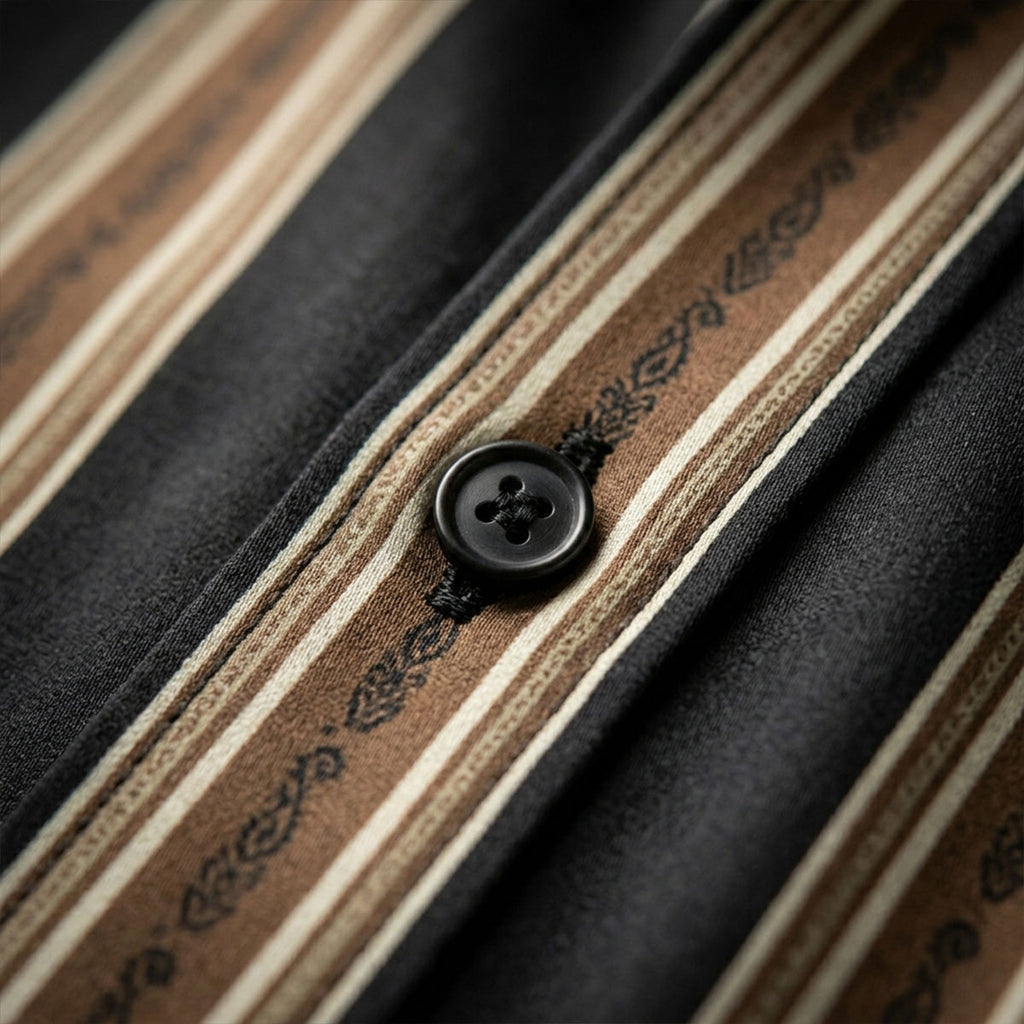 Brown Shirt with Strip Half Sleeve Shirt (SKU-512)