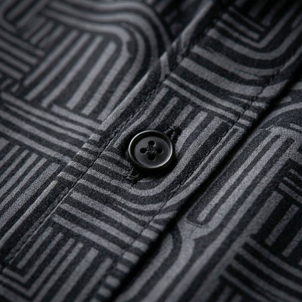 Black Shirt with Maze Print Half Sleeve Shirt (SKU-511)
