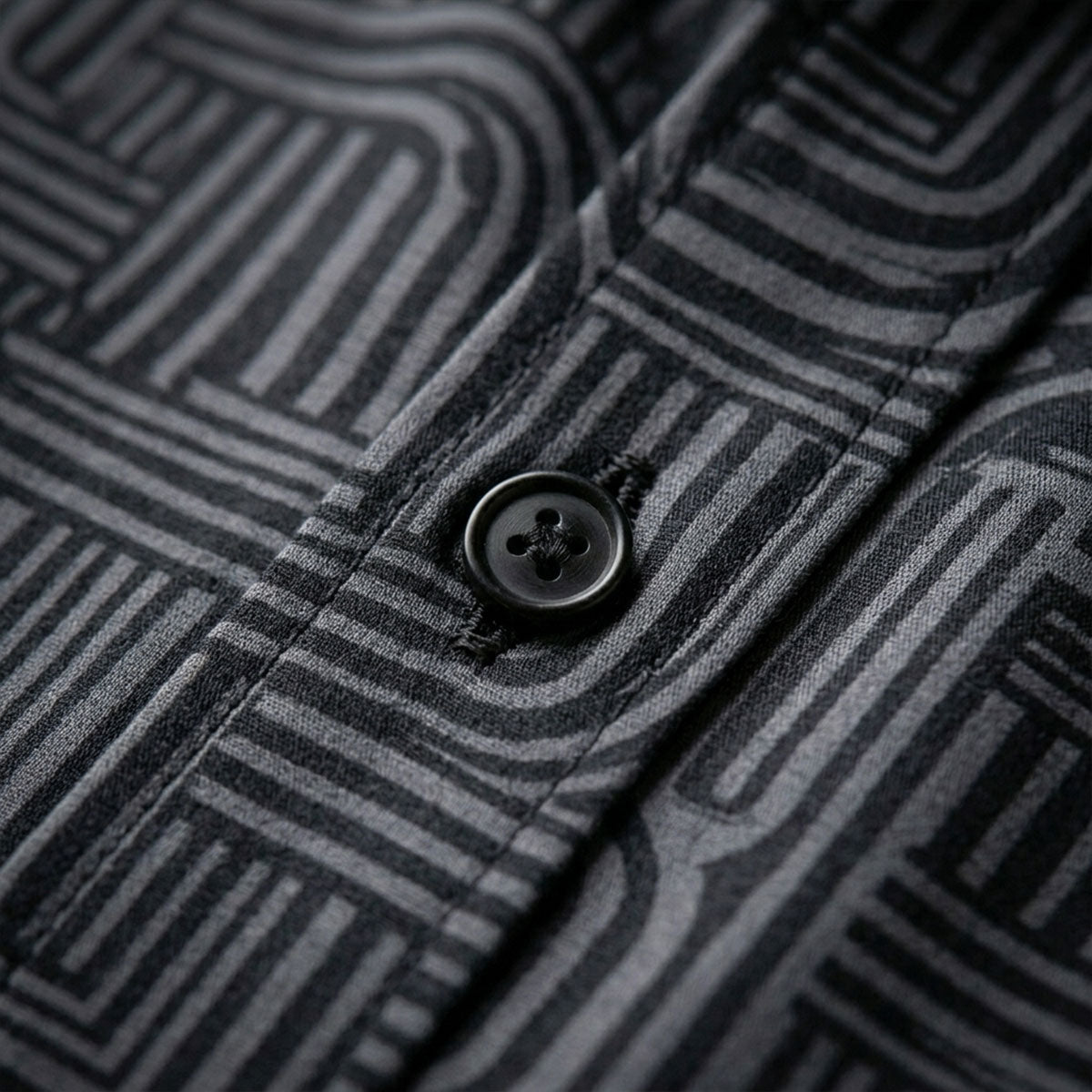 Black Shirt with Maze Print Half Sleeve Shirt (SKU-511)