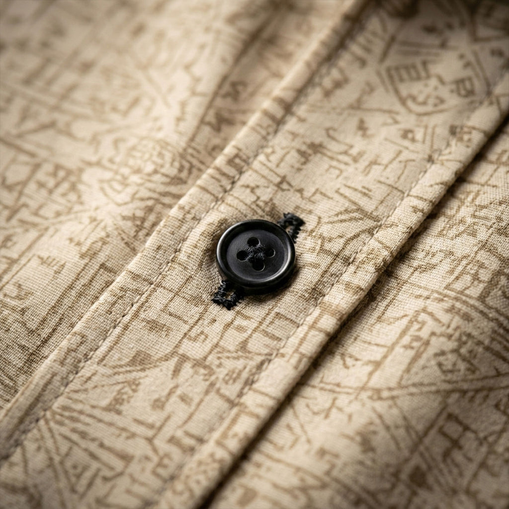 Beige Yellowish Printed Half Sleeve Shirt (SKU-504)