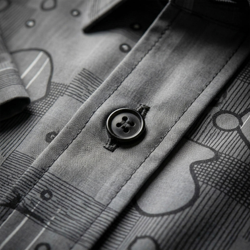Grey Shirt with Print Half Sleeve Shirt (SKU-514)