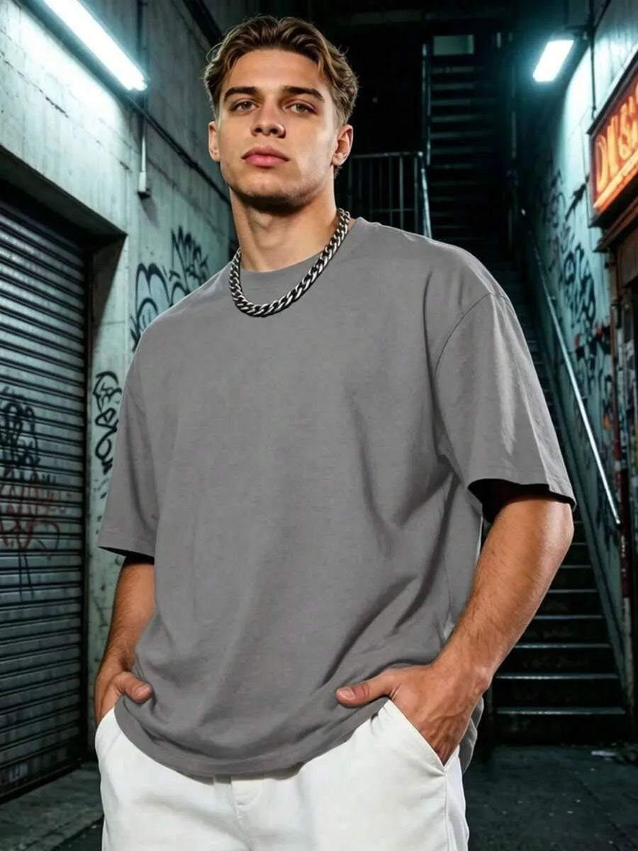 Grey Plain Oversized T-Shirt