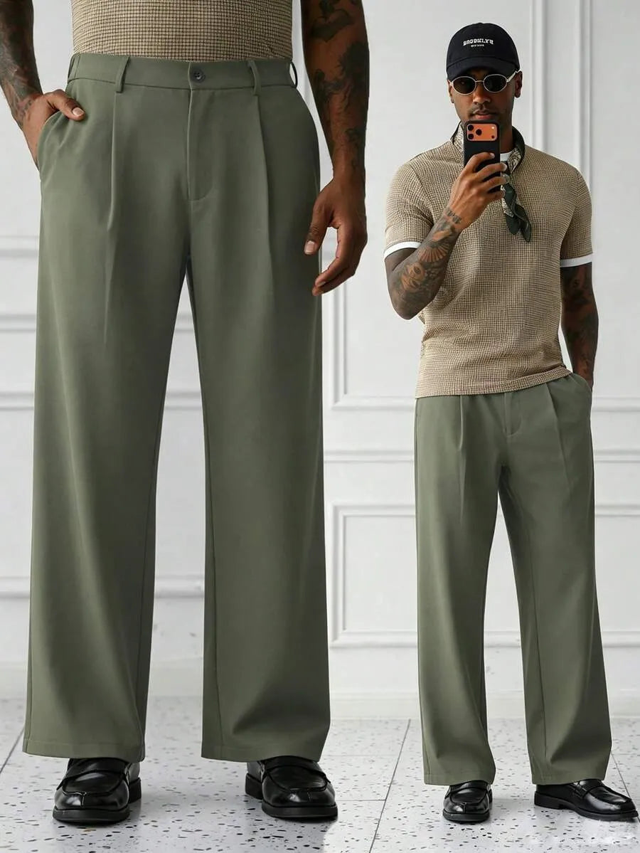 Mist Green Plain Korean Trouser