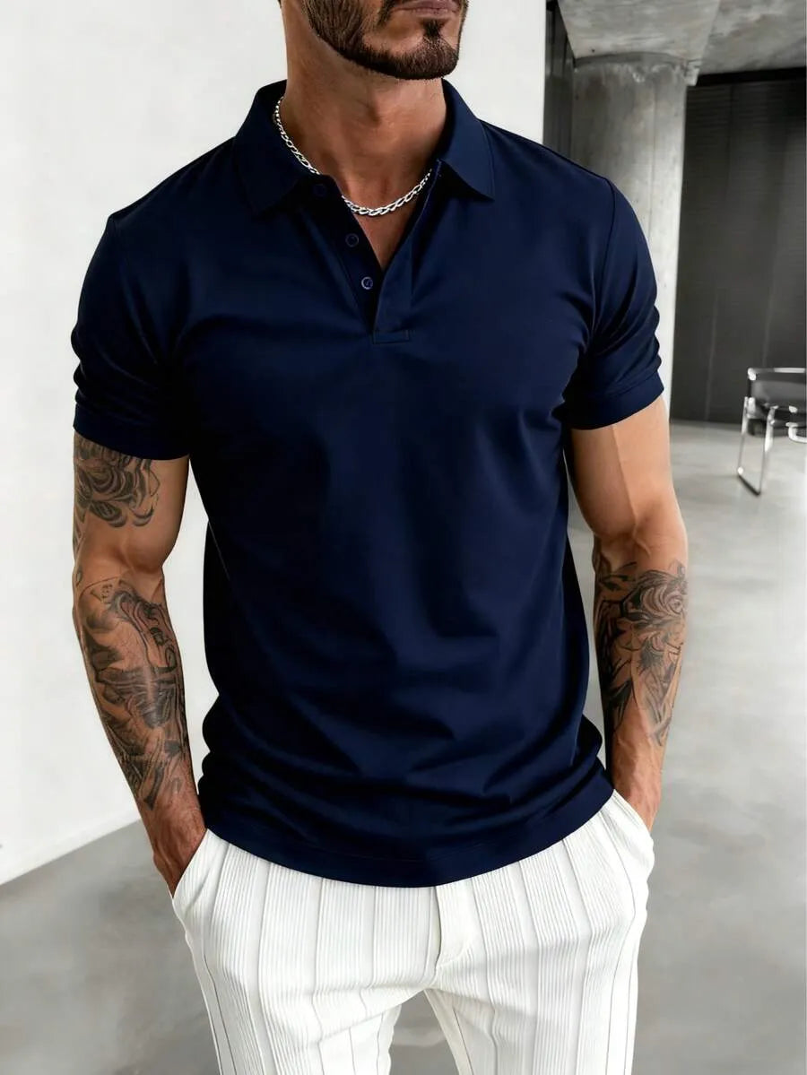 Navy Blue Plain Polo T-Shirt