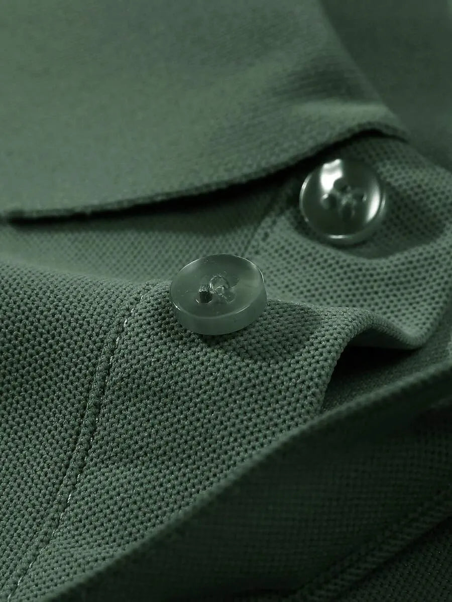 Dark Green Plain Polo T-Shirt
