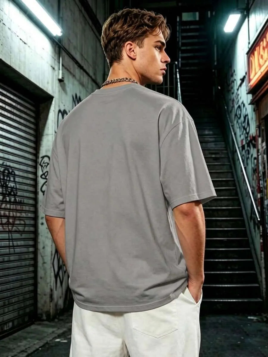 Grey Plain Oversized T-Shirt
