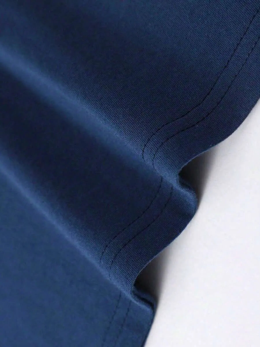 Navy Blue Plain Oversized T-Shirt