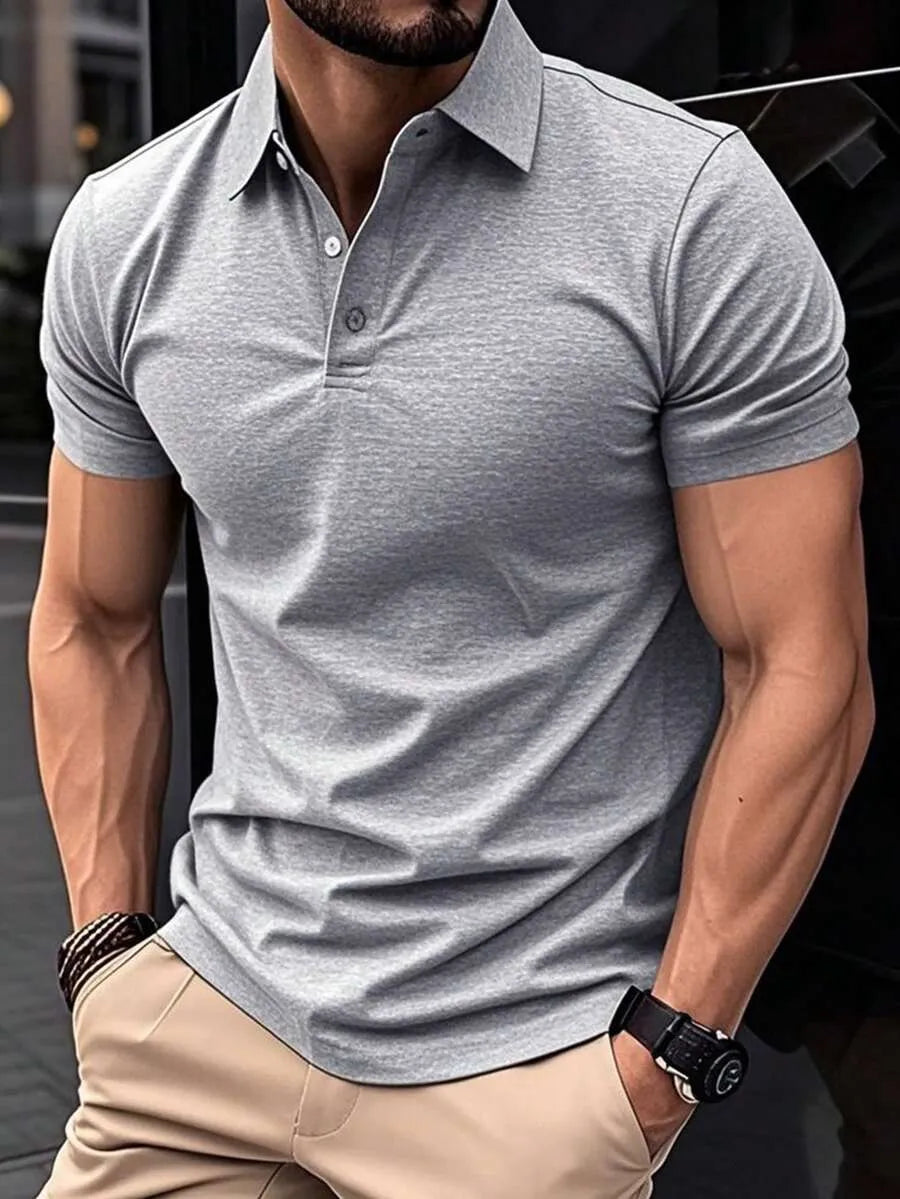 Grey Plain Polo T-Shirt