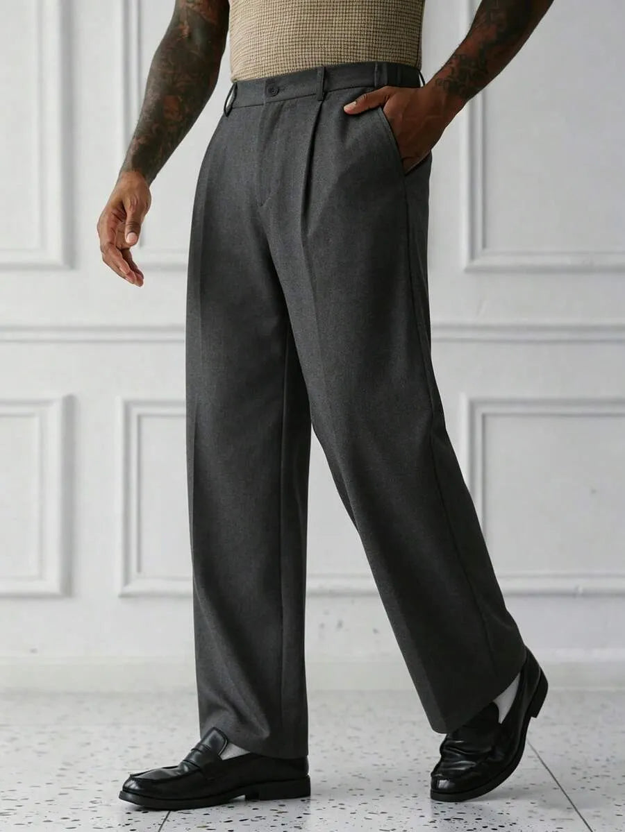 Dark Grey Plain Korean Trouser