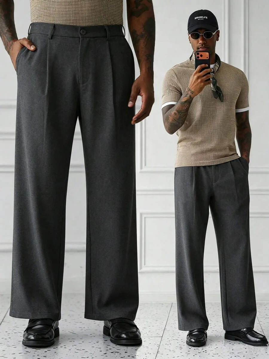 Dark Grey Plain Korean Trouser