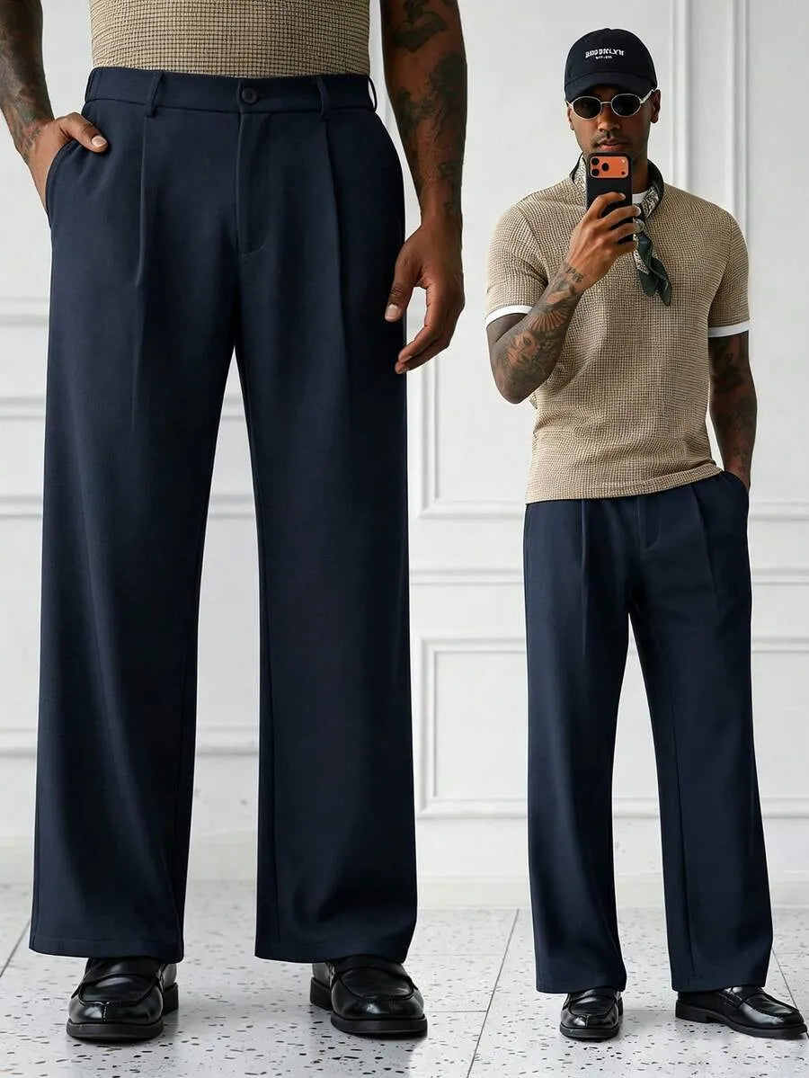 Navy Blue Plain Korean Trouser