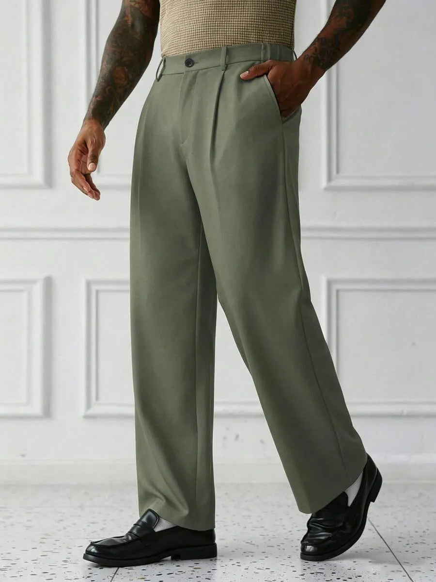 Mist Green Plain Korean Trouser