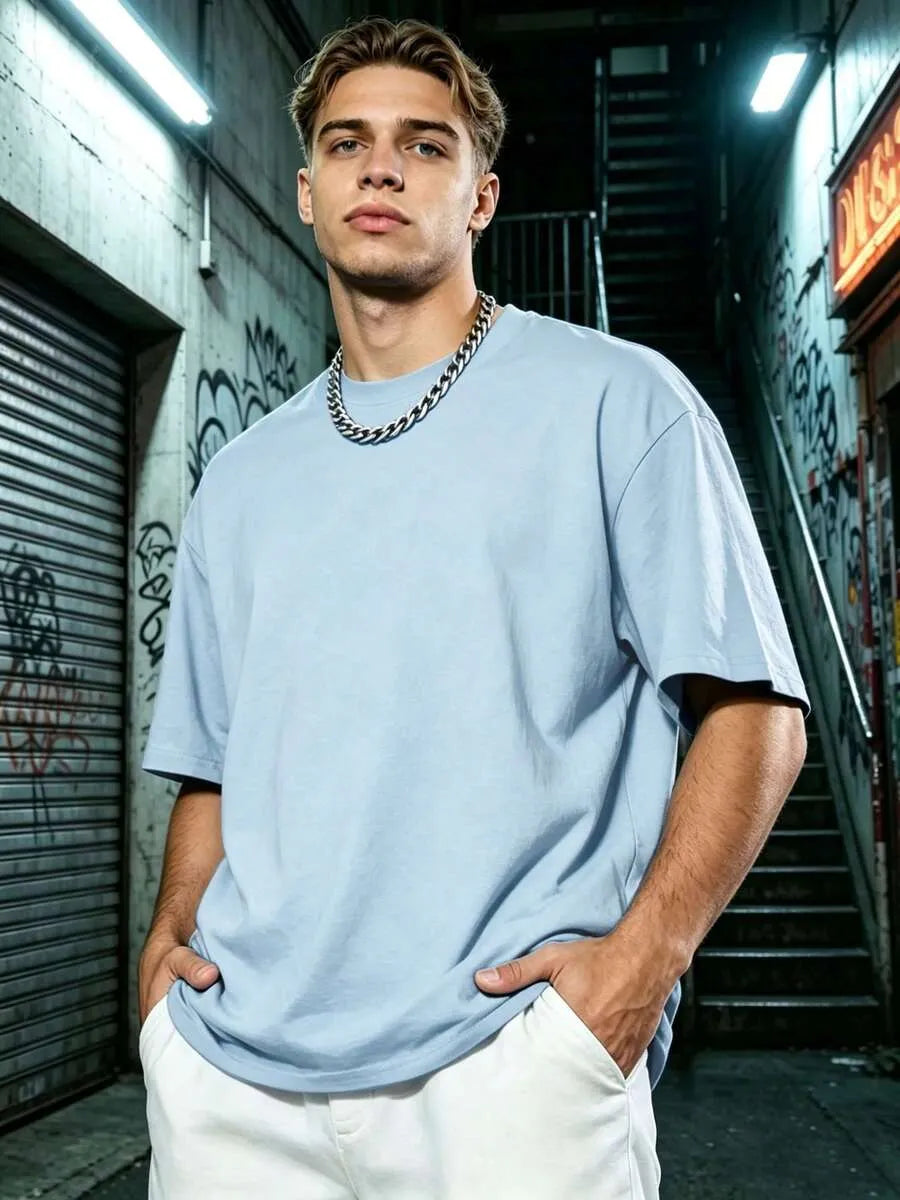 Baby Blue Plain Oversized T-Shirt