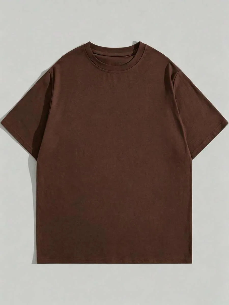 Dark Brown Plain Oversized T-Shirt