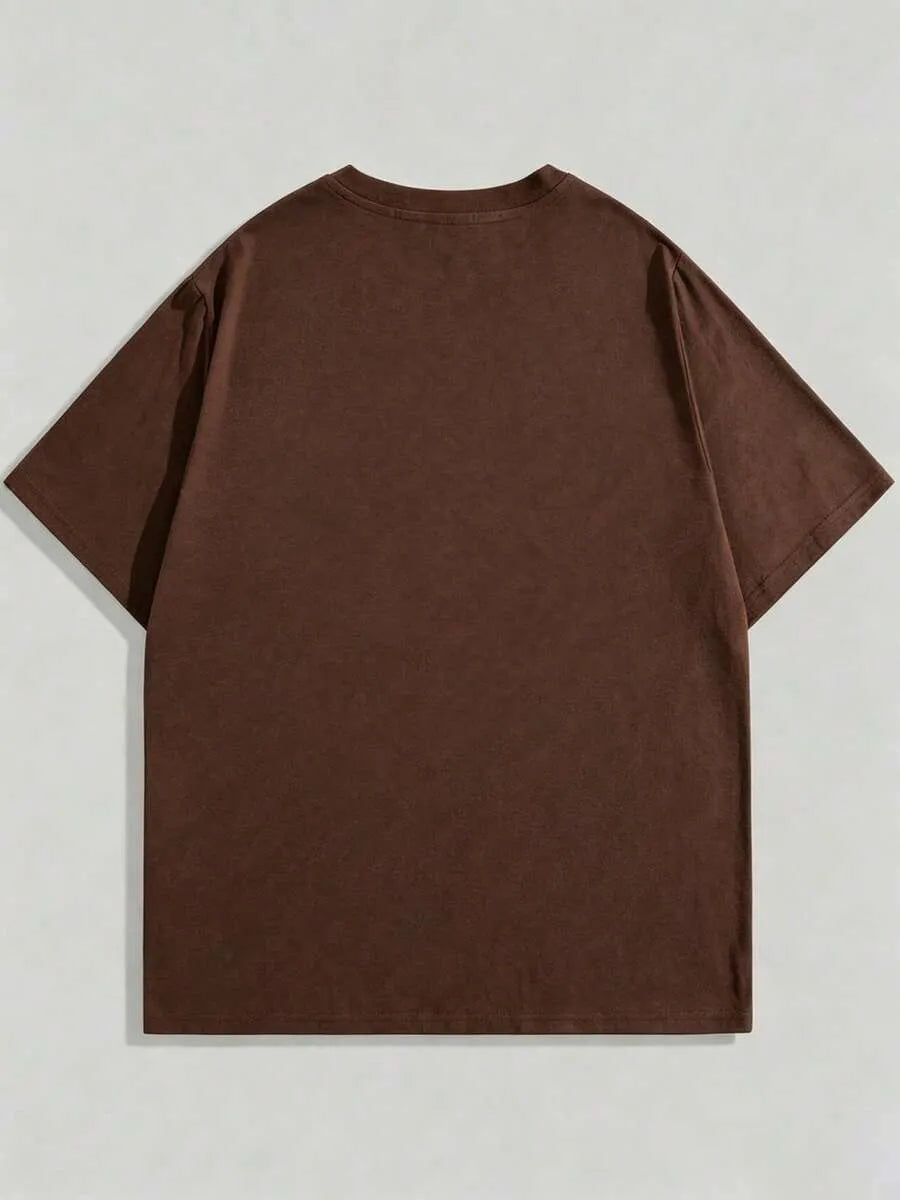 Dark Brown Plain Oversized T-Shirt