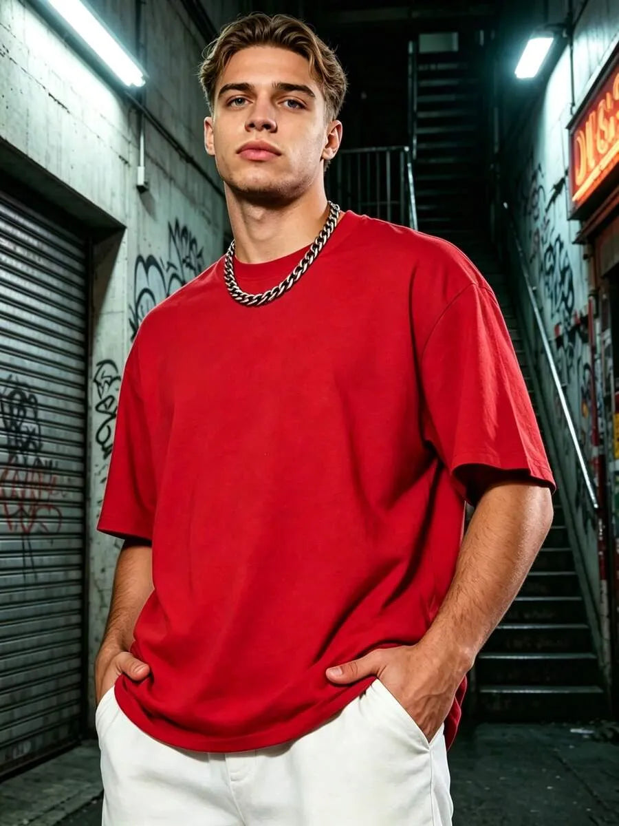 Red Plain Oversized T-Shirt