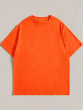Orange Plain Oversized T-Shirt