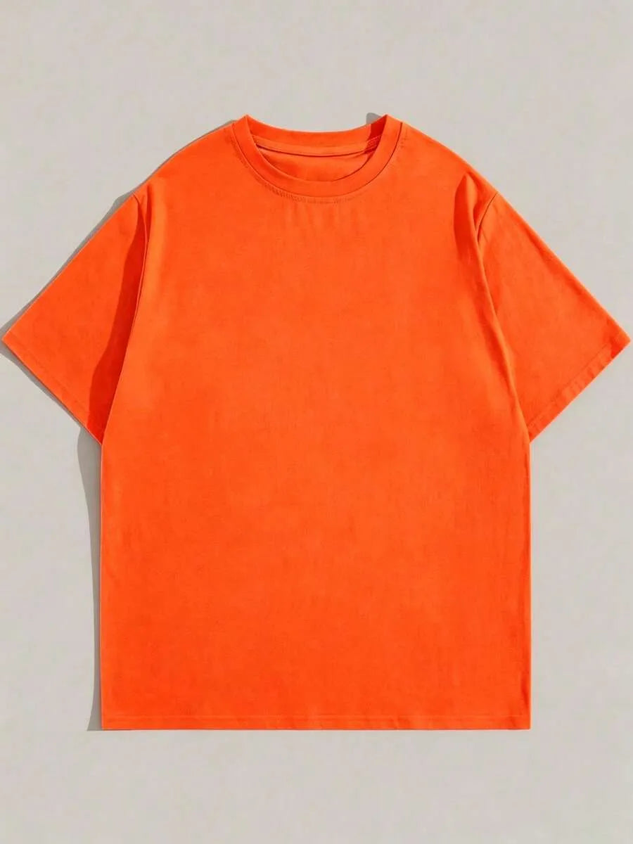 Orange Plain Oversized T-Shirt