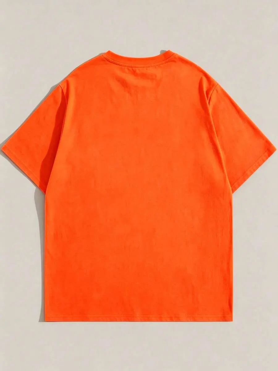 Orange Plain Oversized T-Shirt