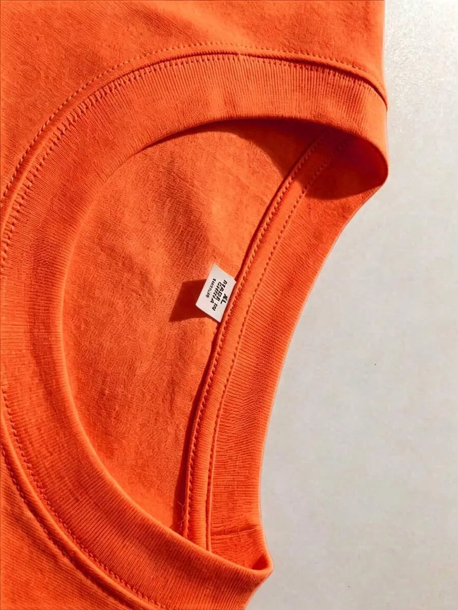 Orange Plain Oversized T-Shirt
