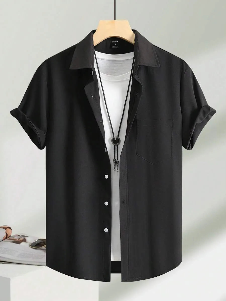 Black Plain Half Sleeve Shirt