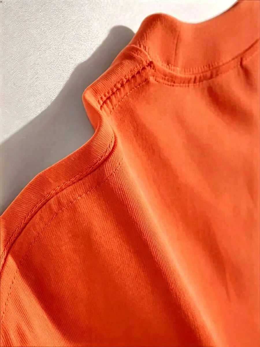 Orange Plain Oversized T-Shirt