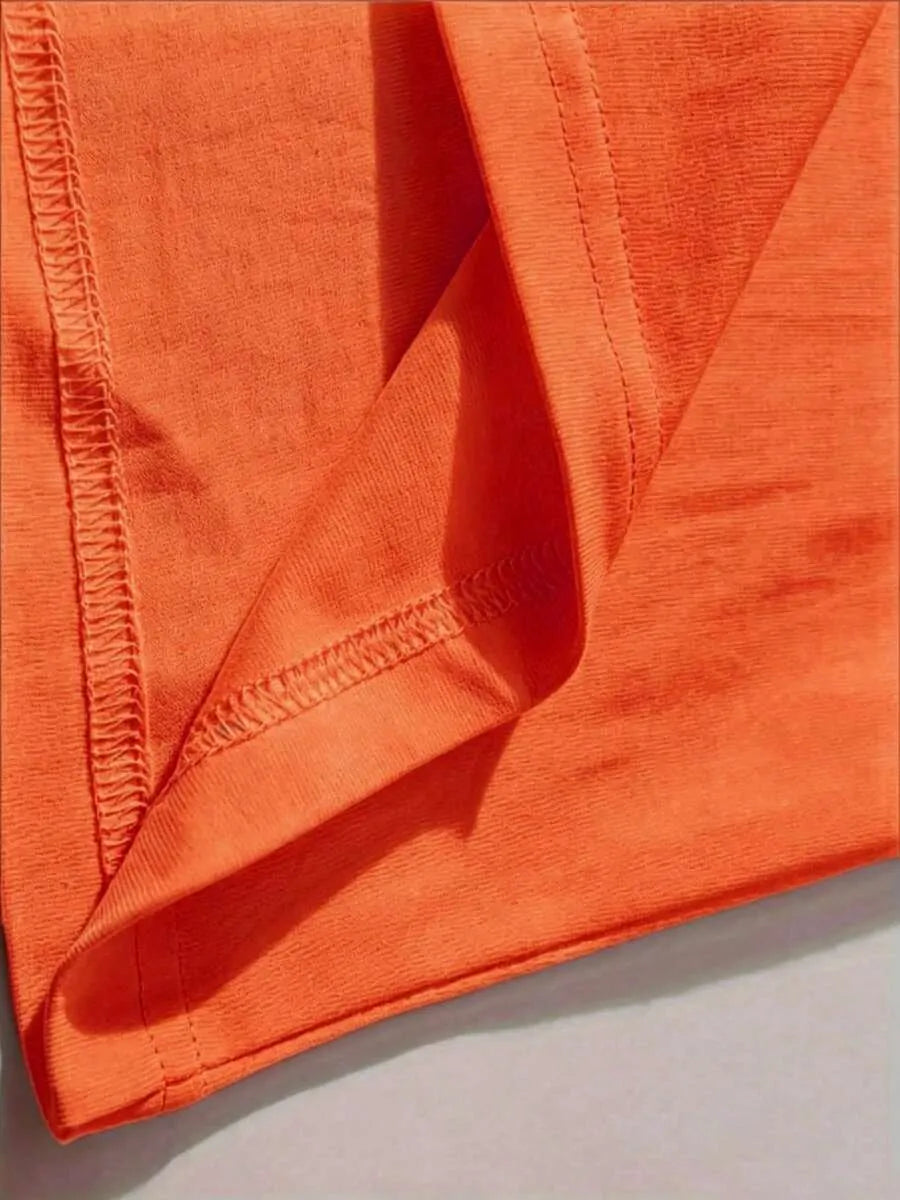 Orange Plain Oversized T-Shirt