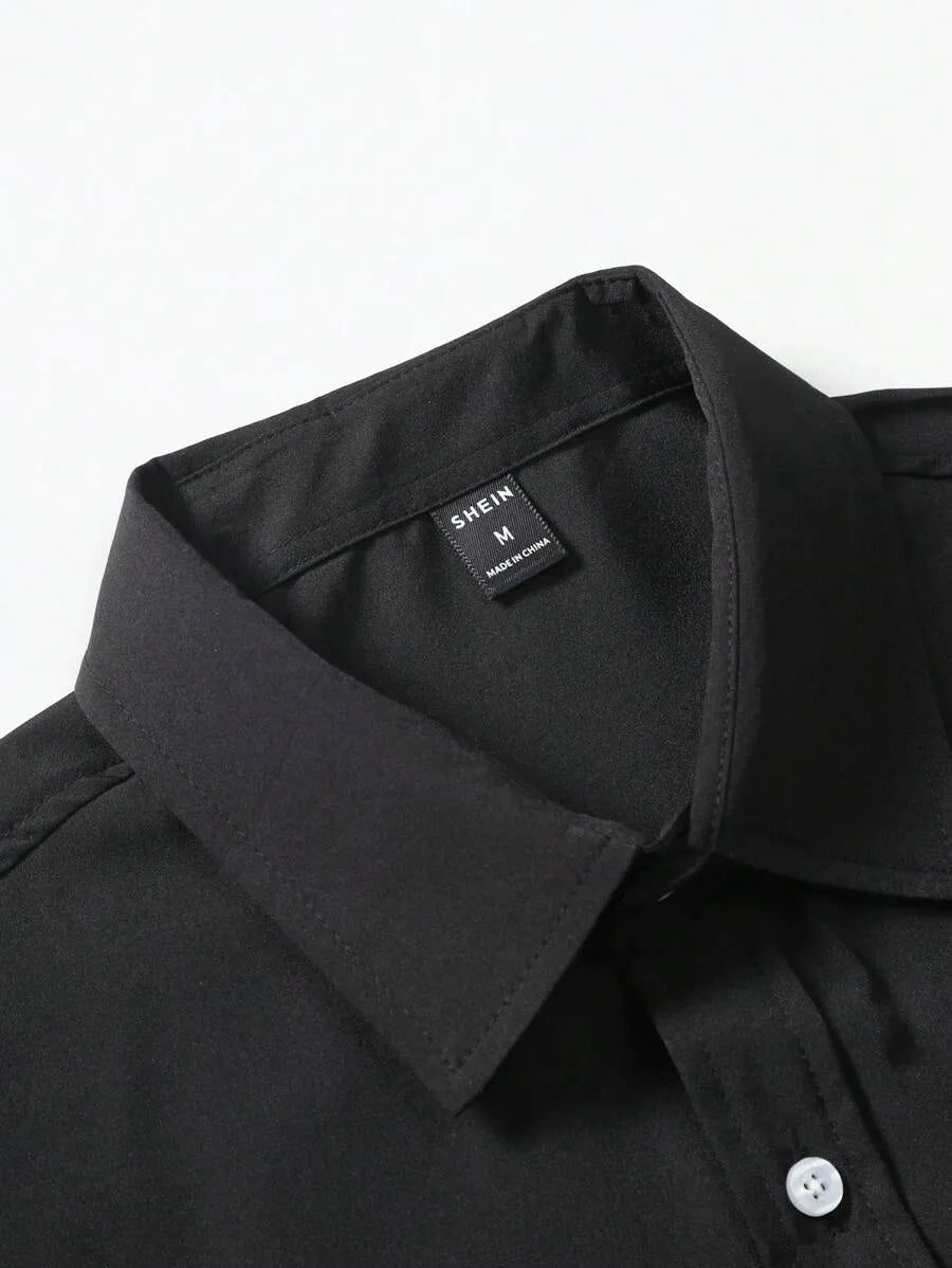 Black Plain Half Sleeve Shirt