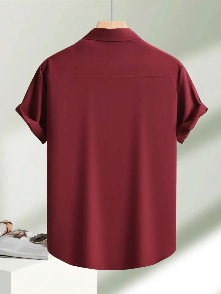 Burgundy Plain Half Sleeve Shirt