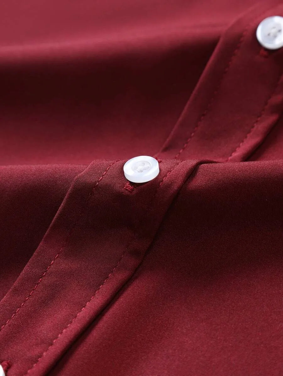 Burgundy Plain Half Sleeve Shirt