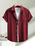Burgundy Plain Half Sleeve Shirt