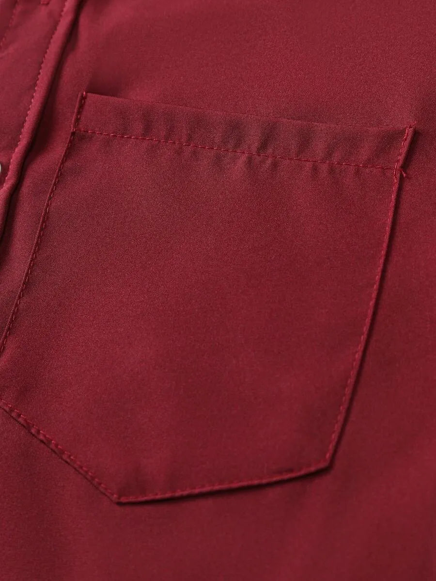 Burgundy Plain Half Sleeve Shirt