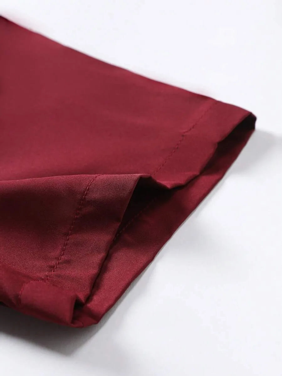 Burgundy Plain Half Sleeve Shirt