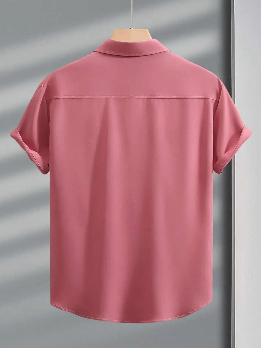 Hot Pink Plain Half Sleeve Shirt
