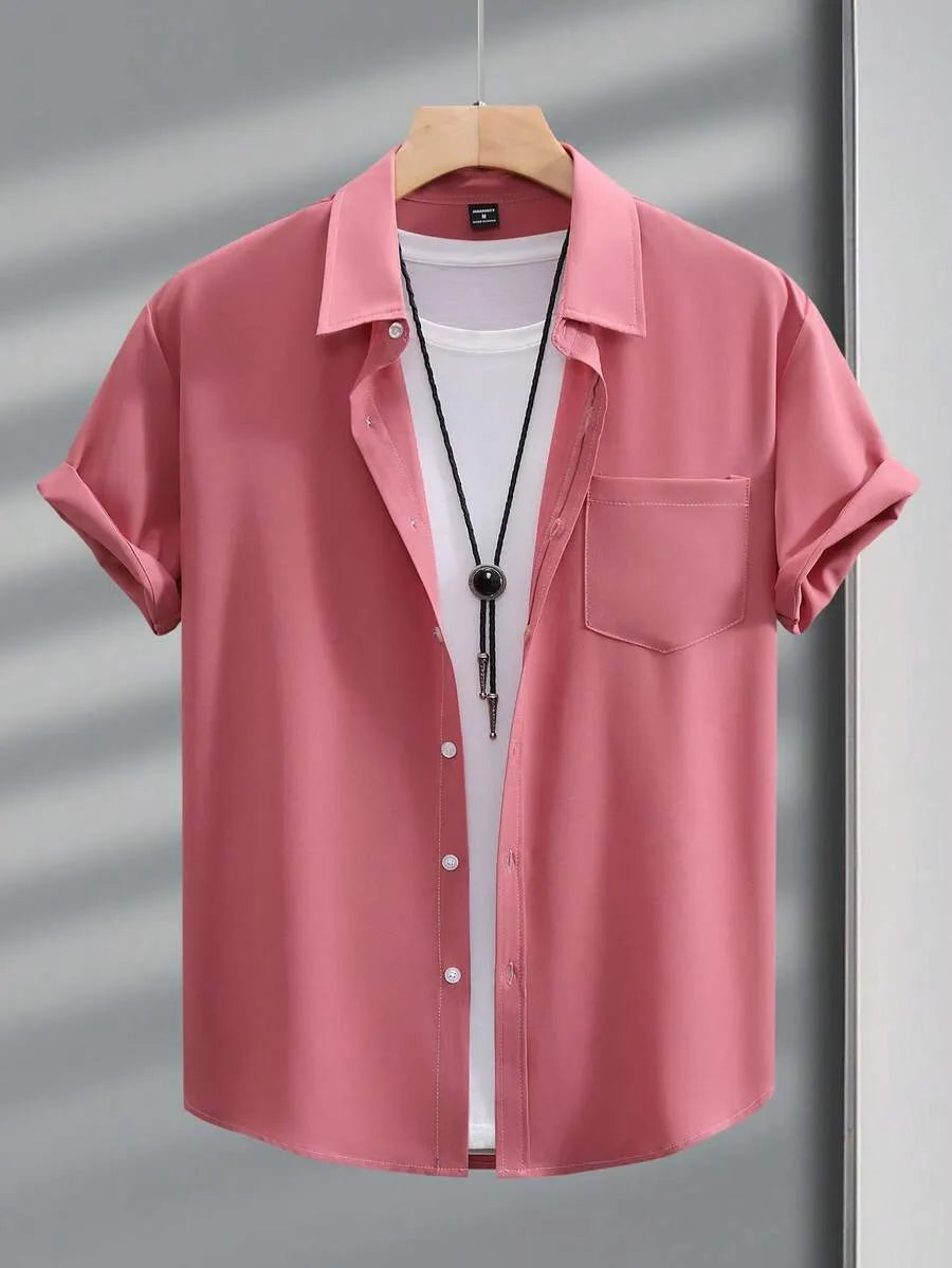 Hot Pink Plain Half Sleeve Shirt