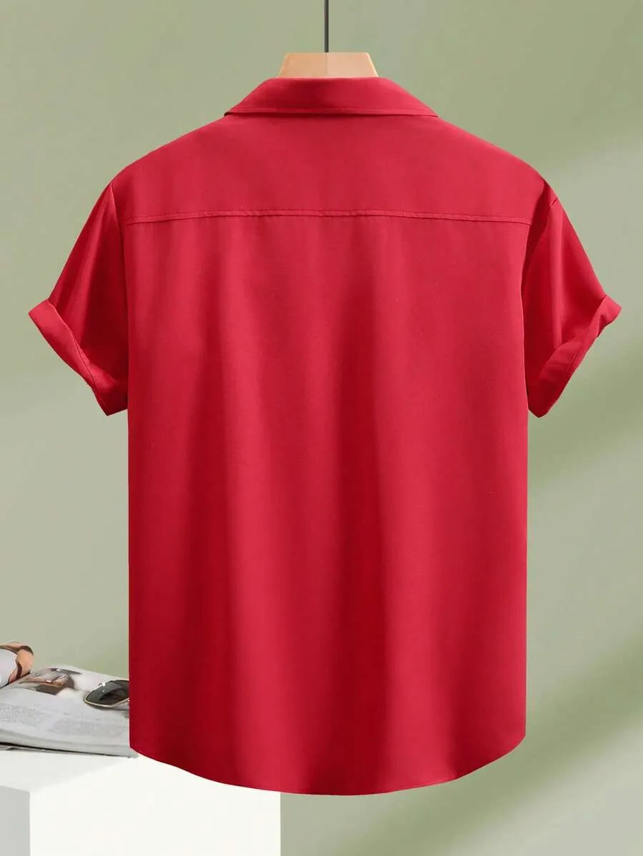 Red Plain Half Sleeve Shirt
