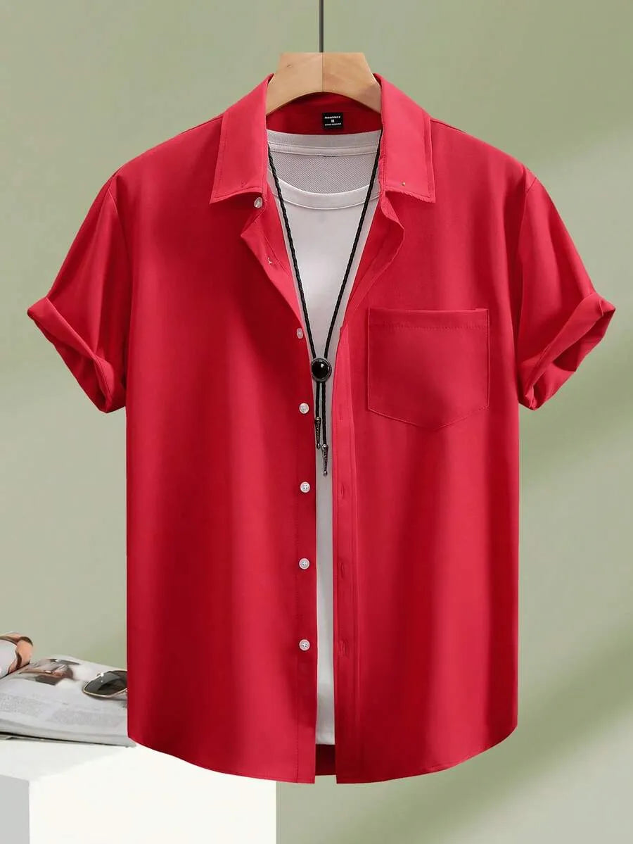 Red Plain Half Sleeve Shirt
