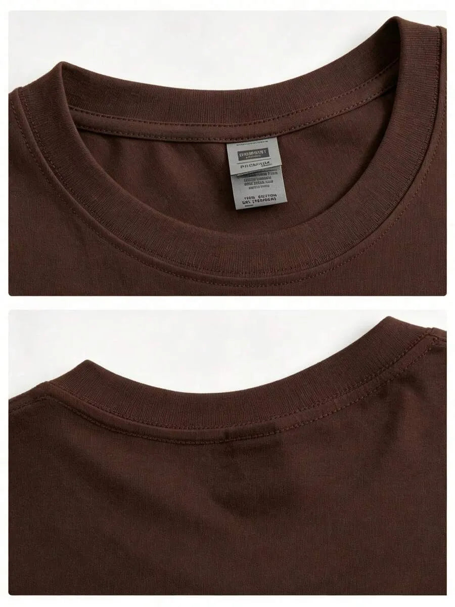 Dark Brown Plain Oversized T-Shirt