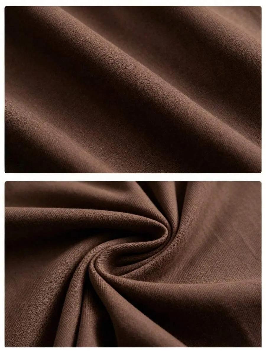 Dark Brown Plain Oversized T-Shirt