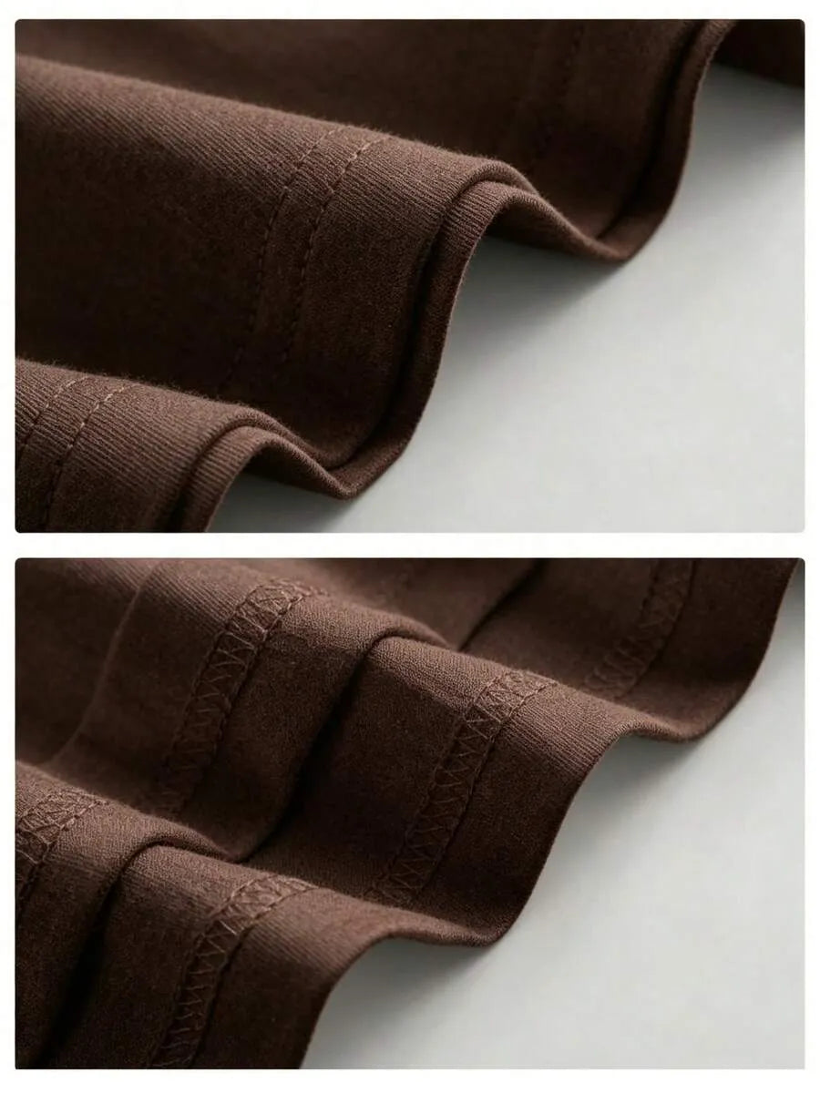 Dark Brown Plain Oversized T-Shirt