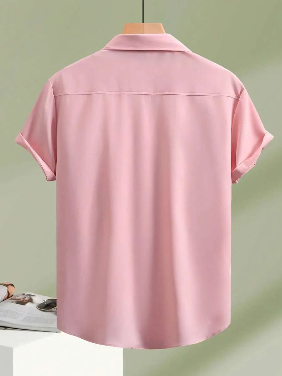 Coral Pink Plain Half Sleeve Shirt