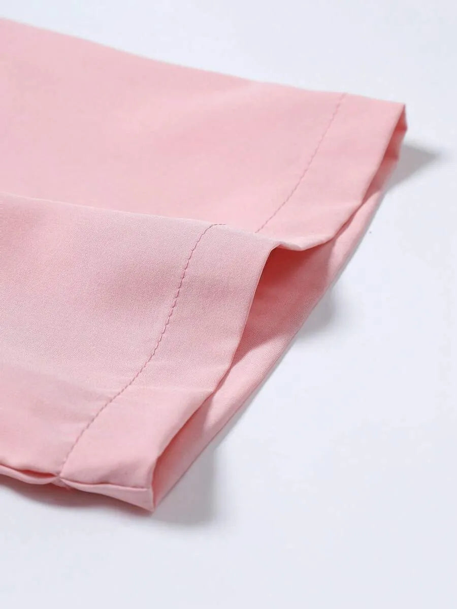 Coral Pink Plain Half Sleeve Shirt