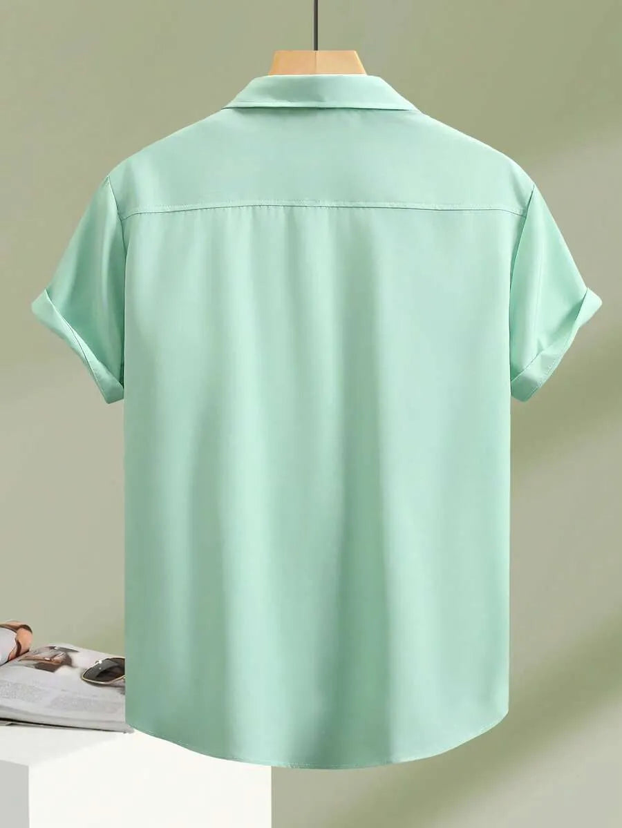 Mint Green Plain Half Sleeve Shirt