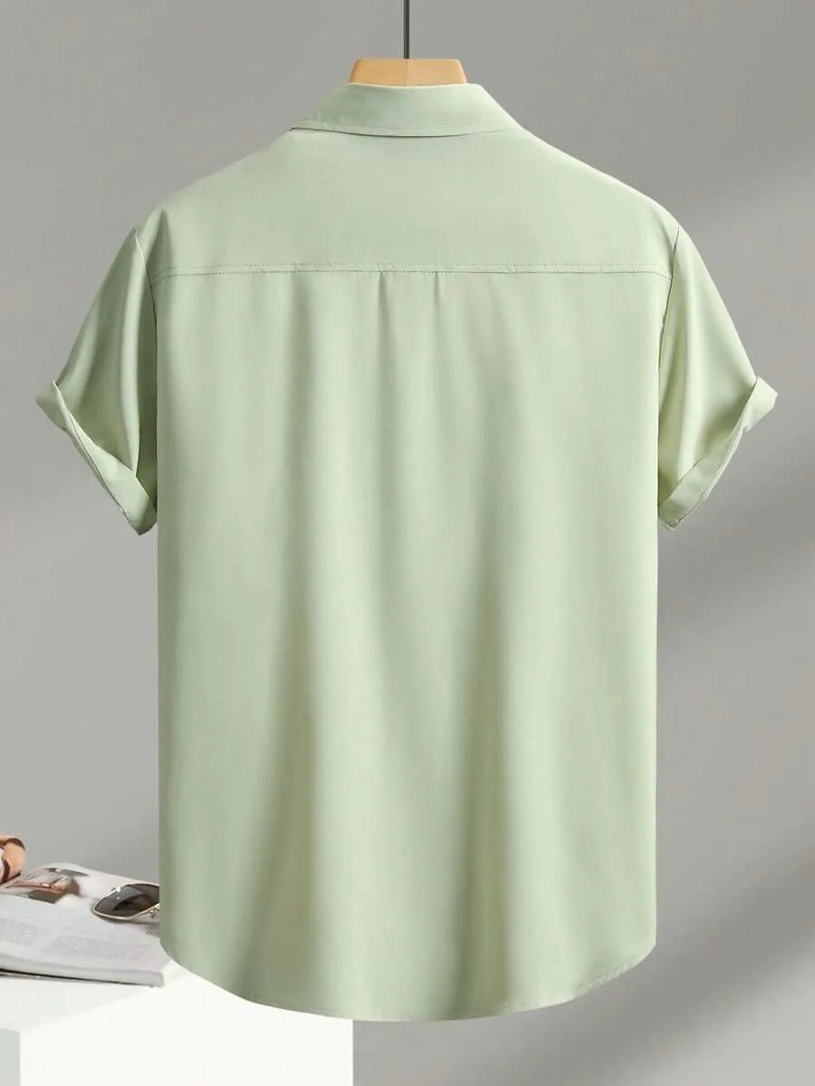 Green Plain Half Sleeve Shirt