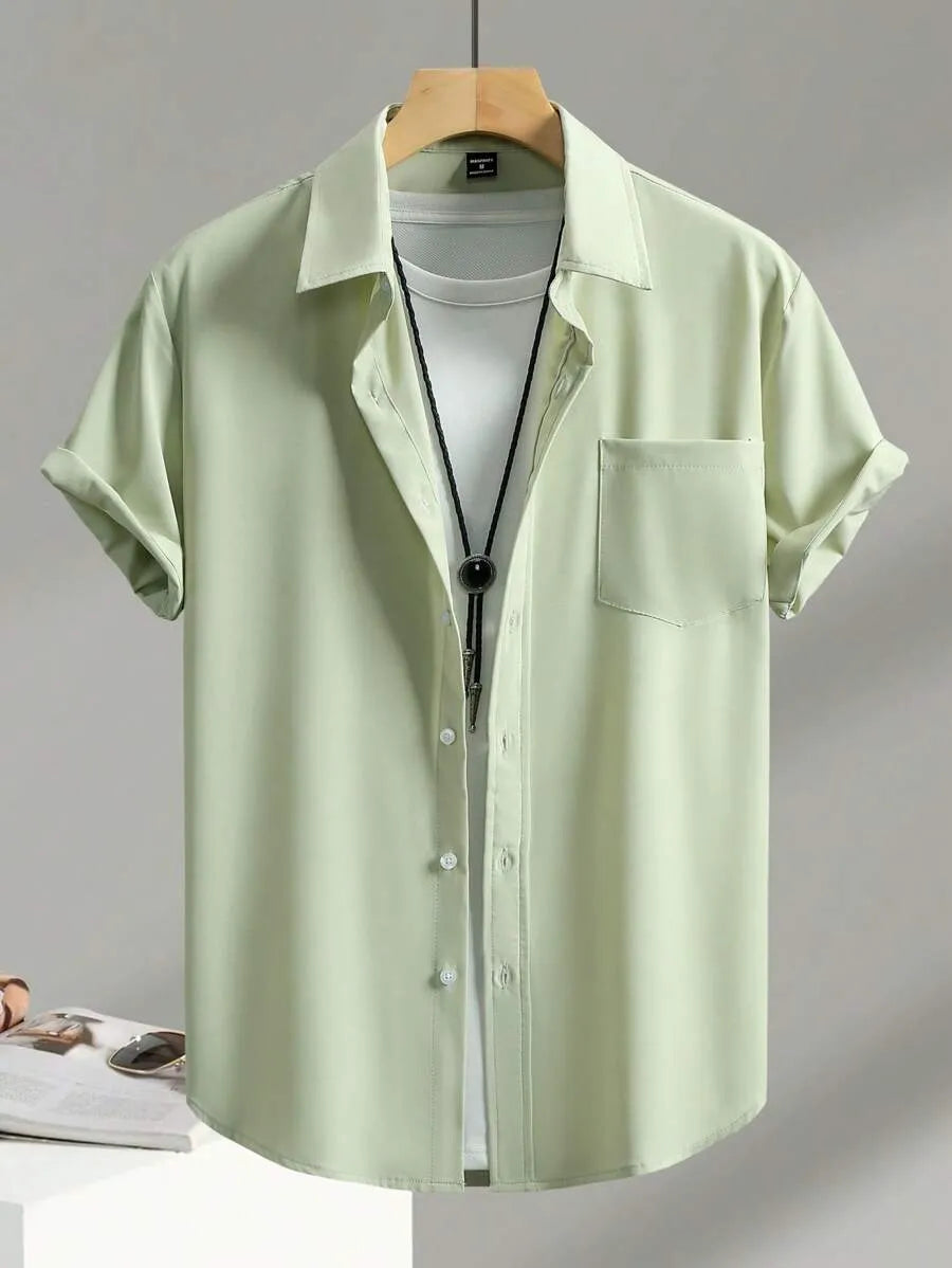 Green Plain Half Sleeve Shirt