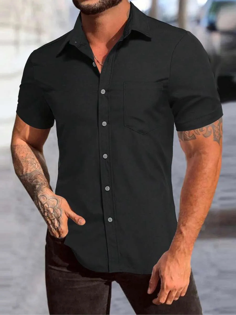Black Plain Half Sleeve Shirt